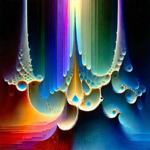 Abstract Linocut Print: Fractals With Prismatic Light With Colorful Intricate