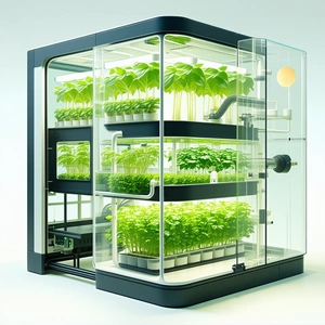 A Large, Modern Greenhouse Filled With A Variety Of Plants