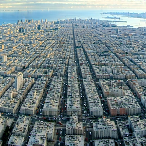 Urban Stock Photography: Aerial View Of City Blocks With Large City