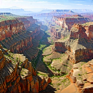 Nature Pastel Drawing: Aerial View Of Canyon System With Stunning Aerial
