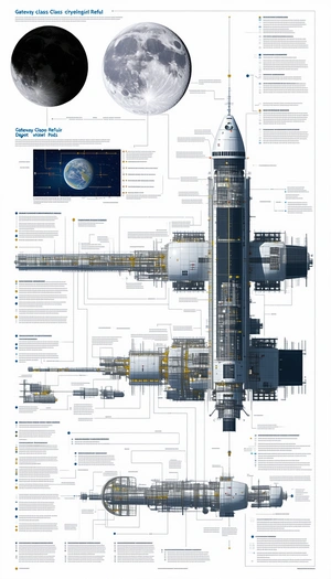 A Large Spacecraft Is Shown In A Diagram, With Various Parts Labeled