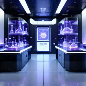Futuristic Research Laboratory With Image, There