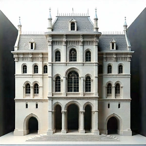 Urban Macro Photography: Historic (building:1.48) With Minimalist Design With Large White