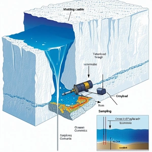A Close-up Of A Piece Of Ice, Possibly A Glacier, With A Yellow Substance Flowing Through It