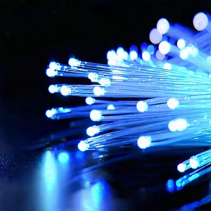 Close-up Of Fiber Optic Cables With Close-up Blue