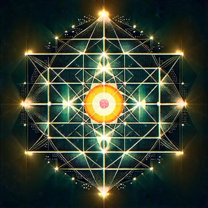 Abstract Retro Poster Style: Sacred Geometry With Shadow Play With Brightly Lit,