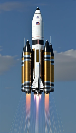 A Rocket Is Shown In The Image, With Its Engine On And Its Tail End Visible