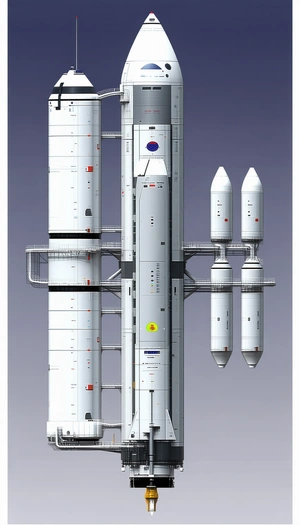 A Large White Space Shuttle Is Shown In A Computer Generated Image