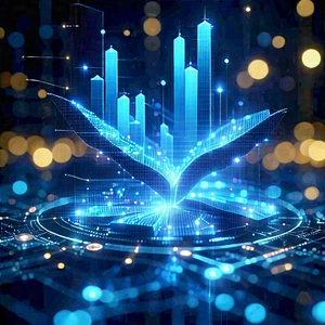 Financial Technology In Research Center With Blue White