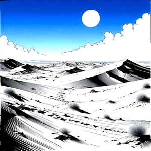 Nature Ink Drawing: Clear (sky:1.36) over desert