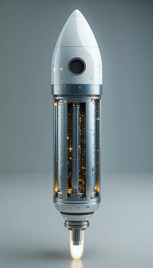 A Large, Silver, Cylindrical Object With A Round Window On Top