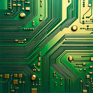 Tech Acrylic Painting: Circuit board with data streams