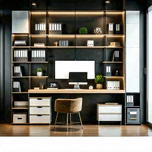Lifestyle Matte Painting: Home office with organized space