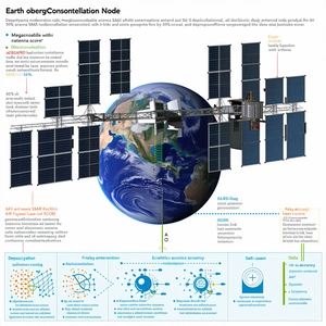 The Image Is A Diagram Of A Space Station, With A Large Globe In The Center Representing The Earth