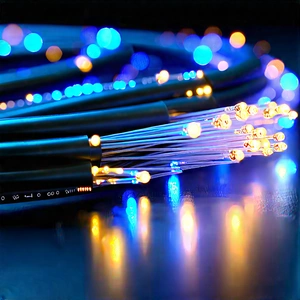 Close-up Of Fiber Optic Cables With Close-up Blue
