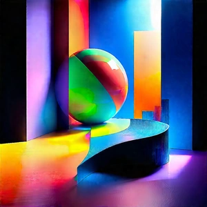 Abstract Fractal Art: Geometric Abstract With Complementary Color Palette With Large, Colorful