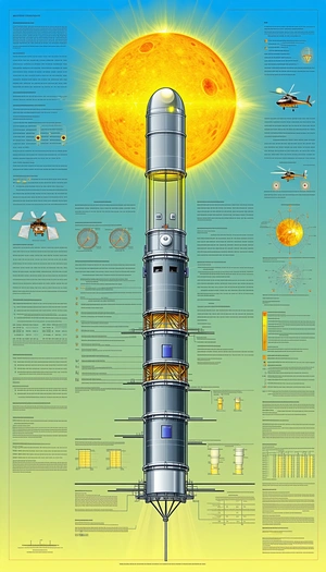 A Large Poster Is Displayed, Featuring A Space Station And A Large Tower