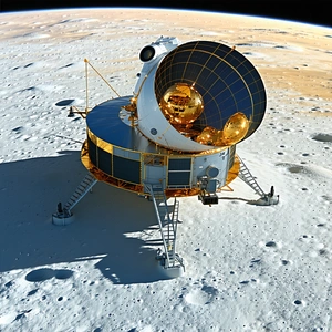 A Spacecraft On The Moon, With A Large Dome-shaped Structure On Top