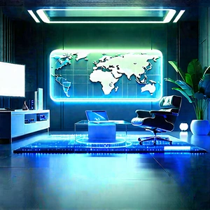 Futuristic Tech Startup Office With Image, There
