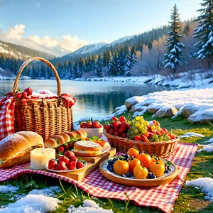 Lifestyle Matte Painting: Summer Picnic During Winter With Image, There