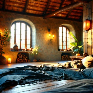 Lifestyle Editorial Photography: Bedroom Sanctuary With Warm Lighting With Cozy Bedroom