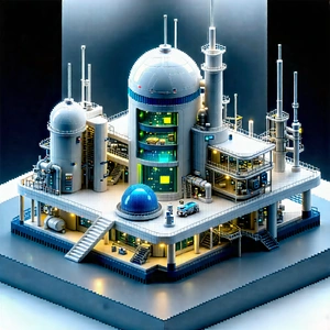 Tech Voxel Art: Futuristic research laboratory