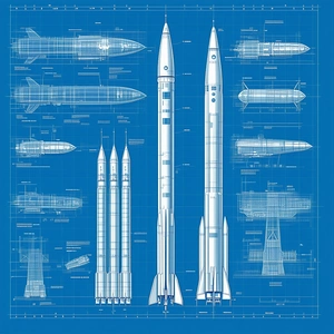 A Blue Poster Displays A Variety Of Spacecraft, Including Rockets And A Space Shuttle