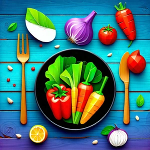 Lifestyle Low Poly: Farm-to-table Meal Prepared With Seasonal Produce With Colorful Appetizing