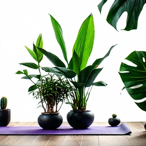 Lifestyle Watercolor Painting: Wellness Scene With Yoga Mat And Plants With Image, There
