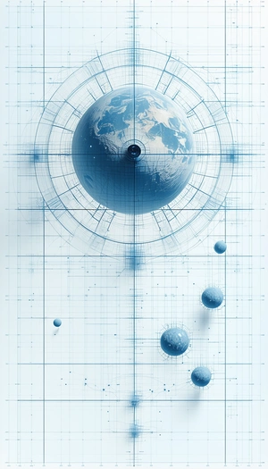 A Blue And White Globe Is The Centerpiece Of This Image