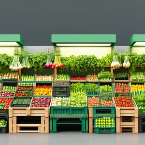 Urban 3D Render: Urban farmers market scene