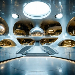 Futuristic innovation hub