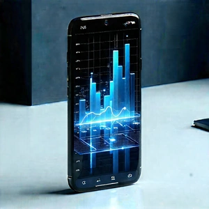 Smartphone With Data Visualization With Black Cell