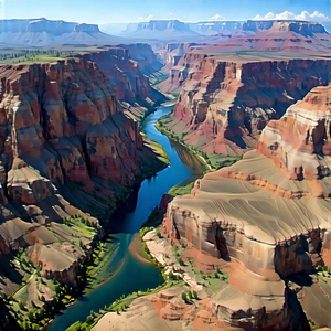 Nature Flat Design: Aerial View Of Canyon System With Beautiful Landscape