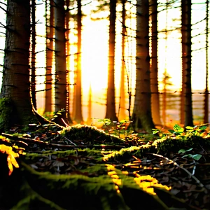 Nature Editorial Photography: Forest Scene During Golden Hour With Forest Beautiful