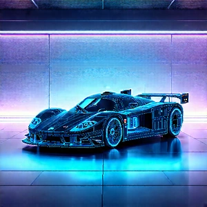 Automotive Technology In Modern Laboratory With Blue Purple