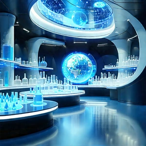 Futuristic Research Laboratory With Image