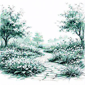 Lifestyle Pencil Sketch: Spring Gardening During Summer With Image, There