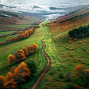 Lifestyle Aerial Photography: Autumn Hike During Winter With Beautiful Mountain