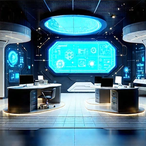 Futuristic Tech Startup Office With Futuristic Office,