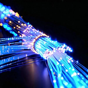Close-up of fiber optic cables