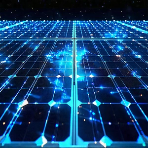 Solar Panel With Holographic Projection With Blue White