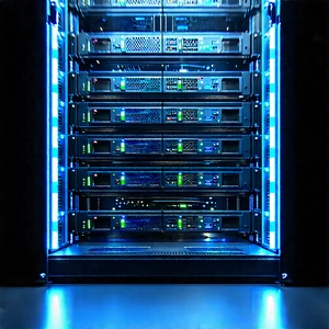Server rack with blue light (glow:1.23)
