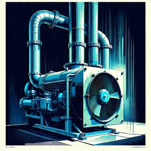Close-up Of Cooling System With Large Blue