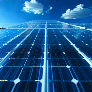 Solar Panel With Blue Light Glow With Large Solar