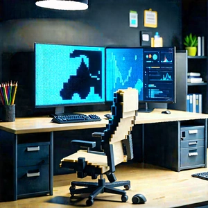 Educational Technology In Tech Office With Computer Desk