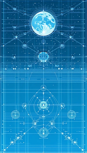 A Blue Drawing Of A Moon And Stars Is Displayed On A Wall