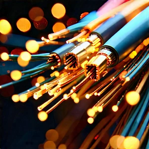 Close-up Of Fiber Optic Cables With Close-up Bunch