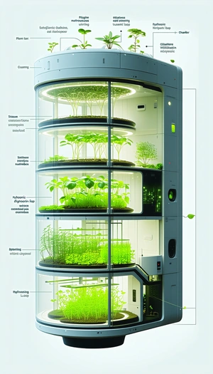A Large, Multi-tiered Plant Growing System, Which Is Filled With Various Plants