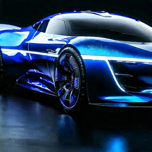Innovative Electric Vehicle (design:1.11) With Blue Futuristic